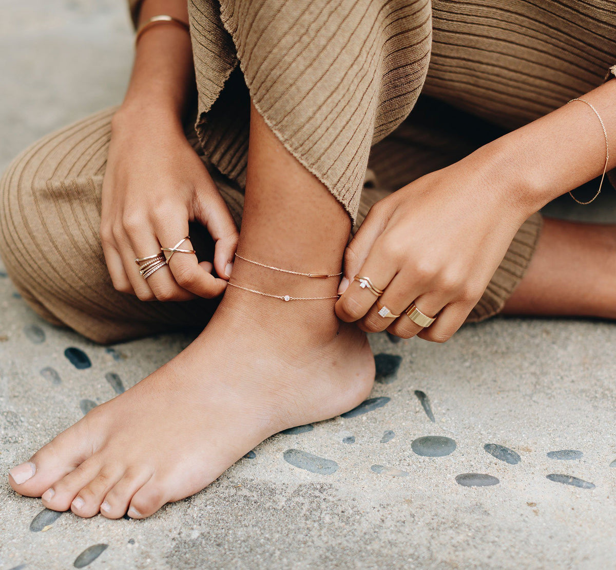 Birthstone Anklet On Model Lifestyle