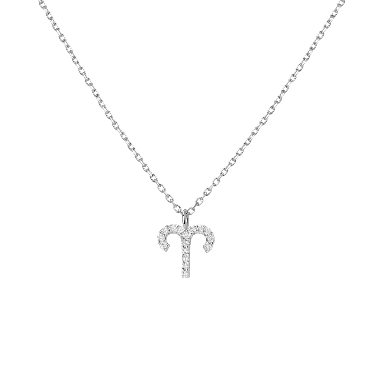 Pave Diamond Zodiac Necklace Aries 14K 18K White Gold