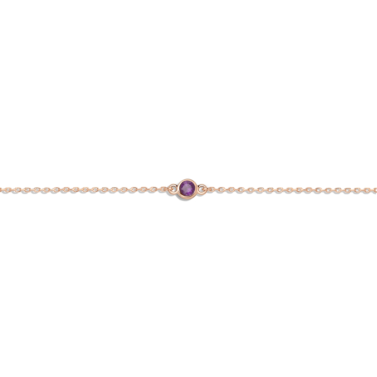 Birthstone Bracelet Amethyst - Feb 14K 18K Rose Gold