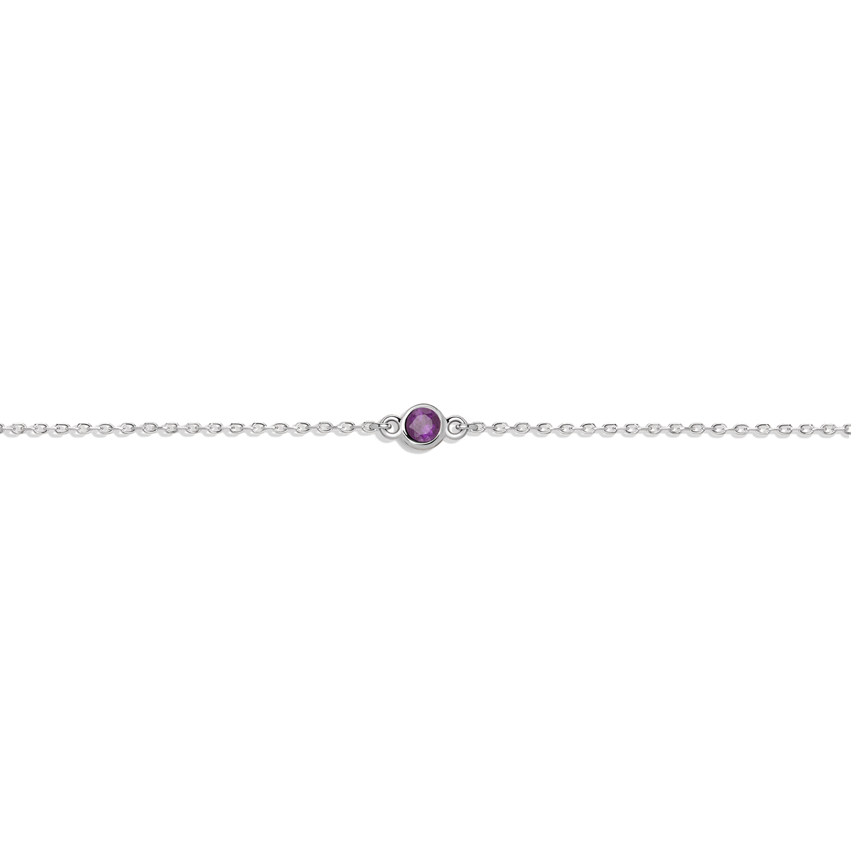 Birthstone Bracelet Amethyst - Feb 14K 18K White Gold