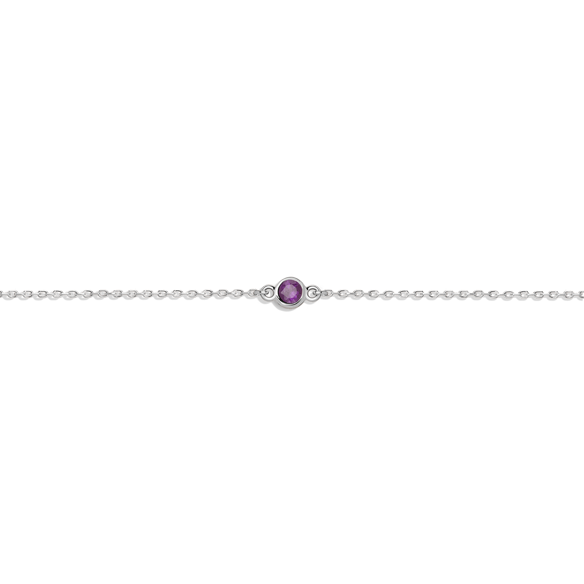 Birthstone Anklet Amethyst - Feb 14K 18K White Gold