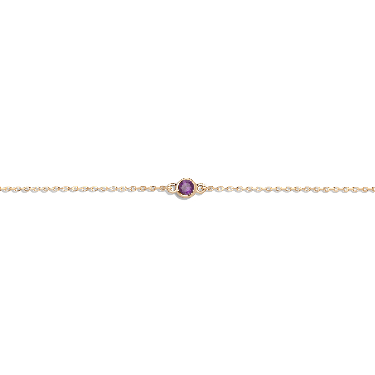 Birthstone Anklet Amethyst - Feb 14K 18K Yellow Gold