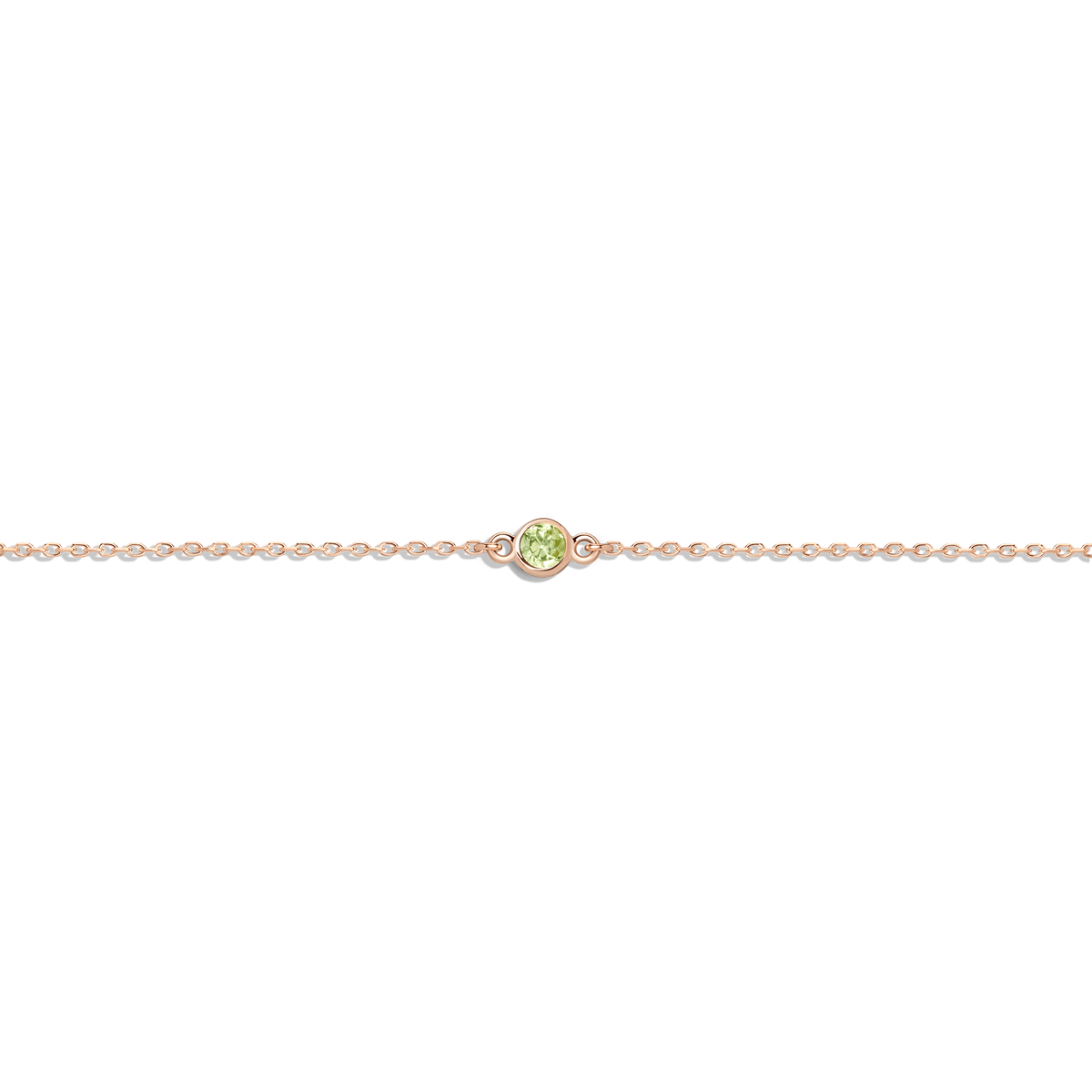 Birthstone Anklet Peridot - Aug 14K 18K Rose Gold