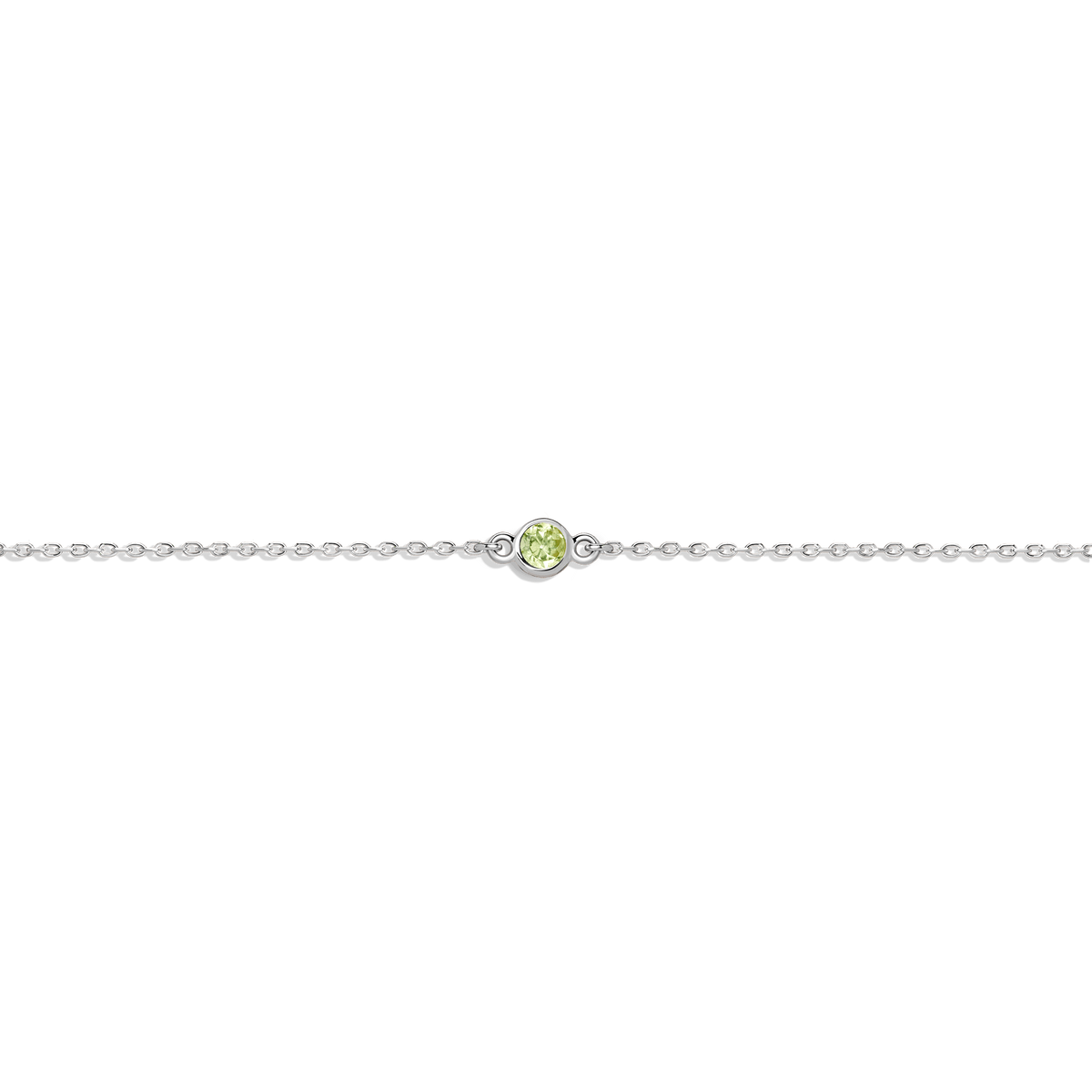 Birthstone Anklet Peridot - Aug 14K 18K White Gold