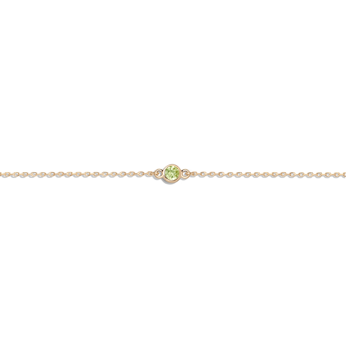 Birthstone Anklet Peridot - Aug 14K 18K Yellow Gold