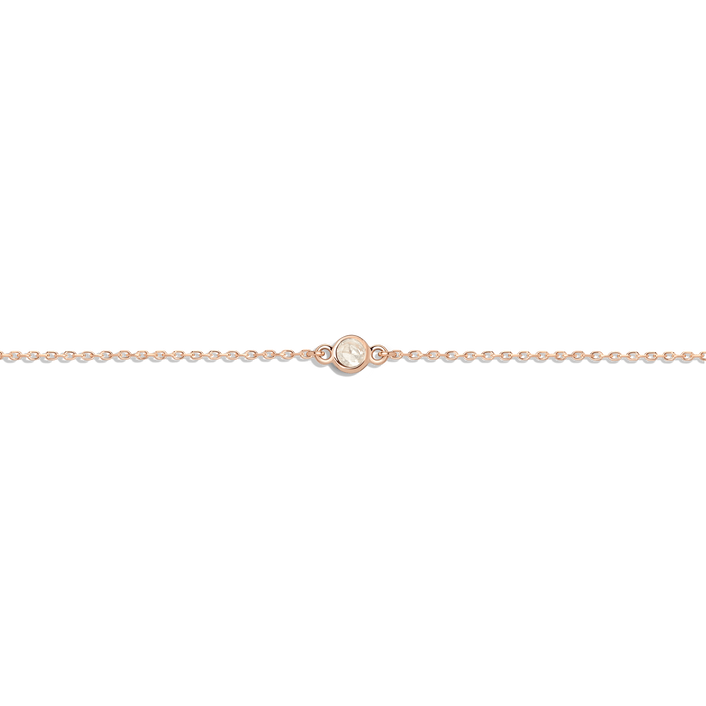 Birthstone Anklet Moonstone - Jun 14K 18K Rose Gold First
