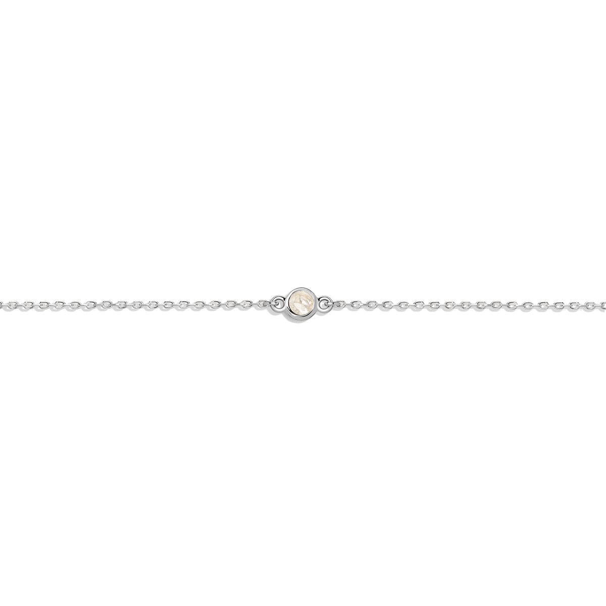 Birthstone Anklet Moonstone - Jun 14K 18K White Gold First