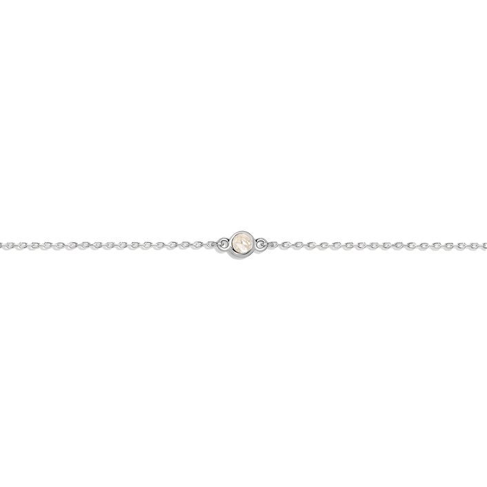 Birthstone Anklet Moonstone - Jun 14K 18K White Gold First
