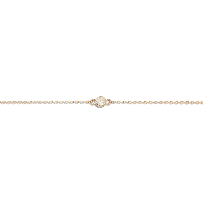 Birthstone Anklet Moonstone - Jun 14K 18K Yellow Gold First