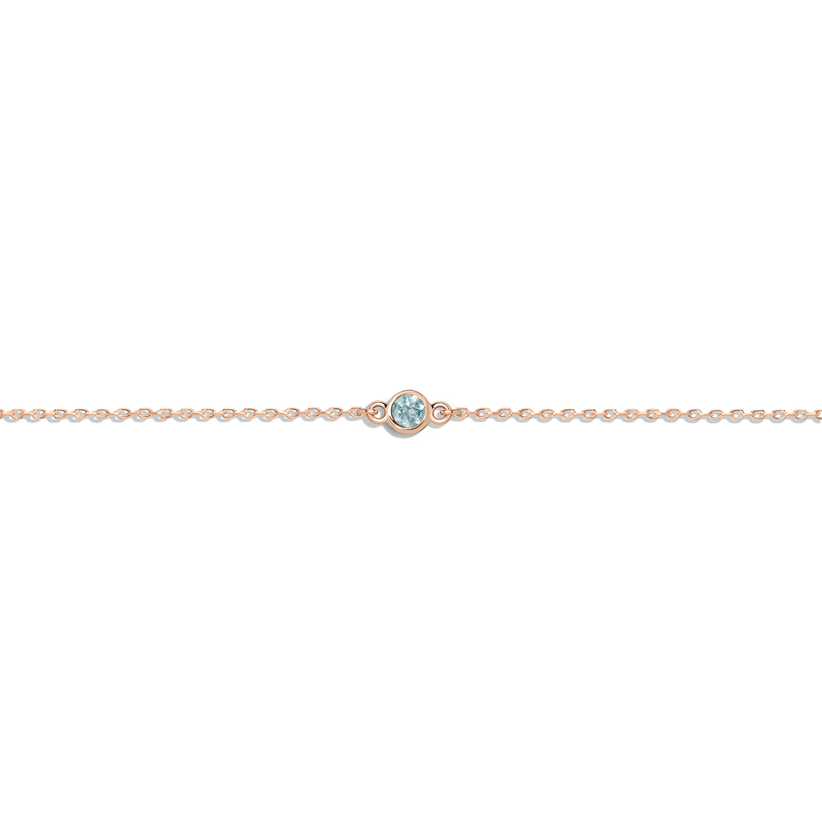 Birthstone Bracelet Aquamarine - Mar 14K 18K Rose Gold