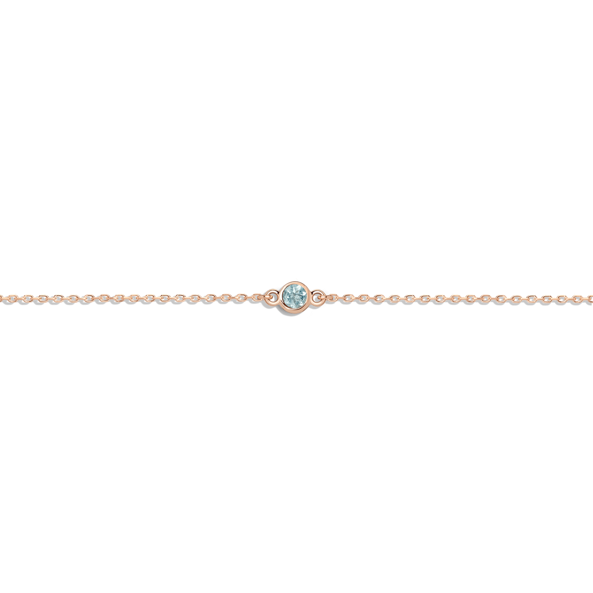 Birthstone Anklet Aquamarine - Mar 14K 18K Rose Gold