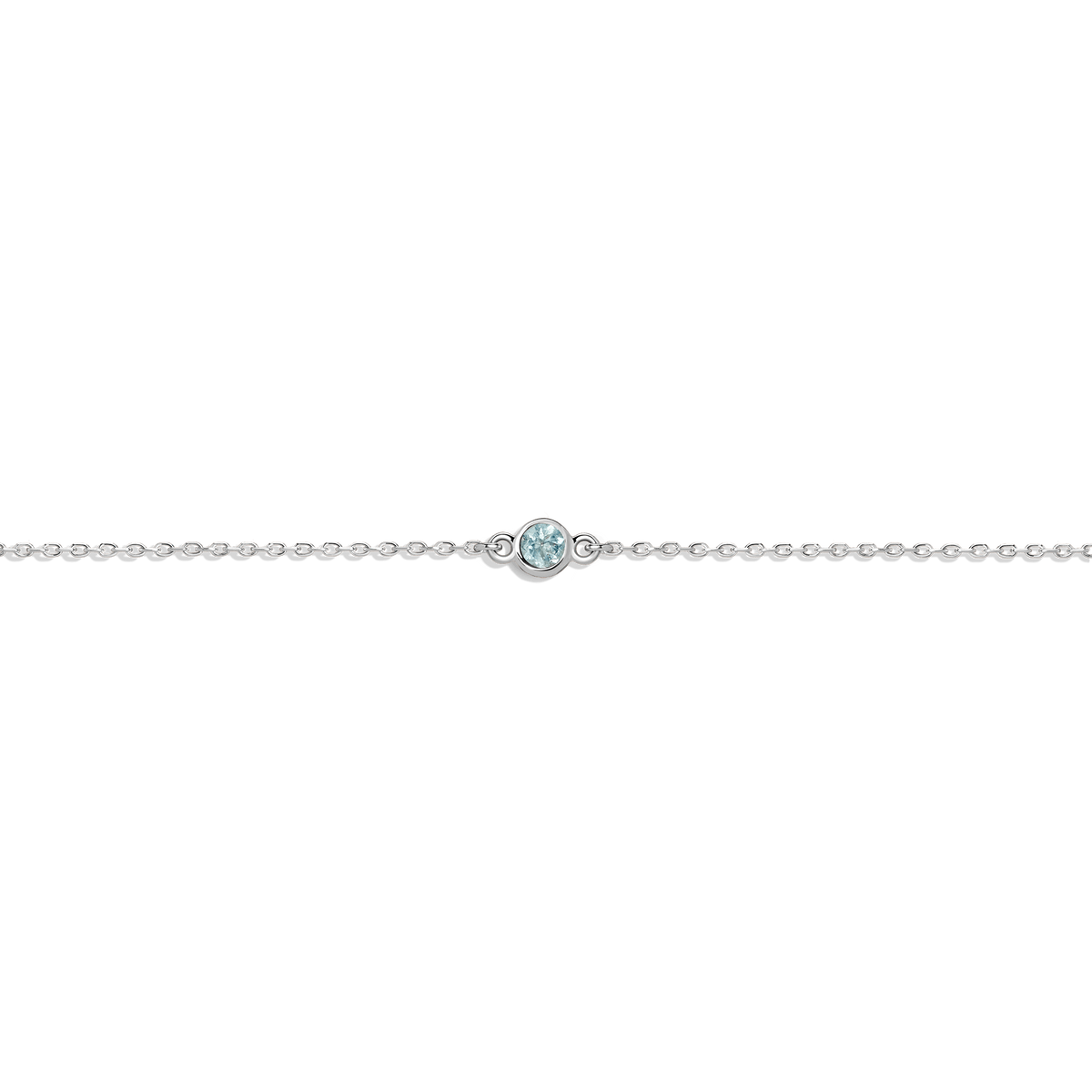Birthstone Anklet Aquamarine - Mar 14K 18K White Gold