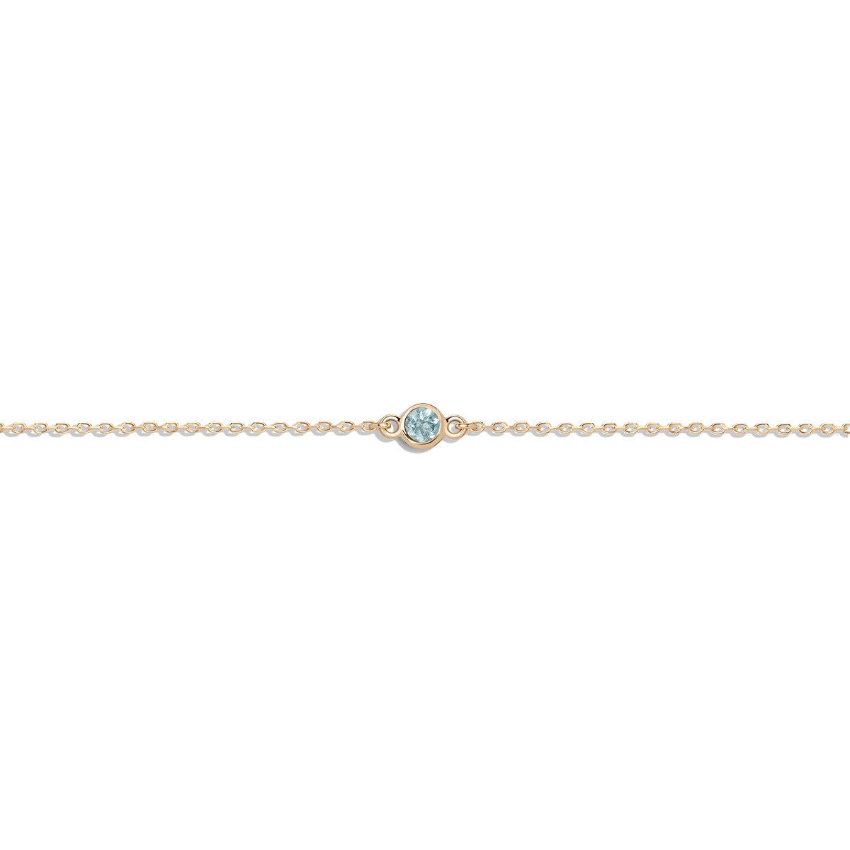 Birthstone Anklet Aquamarine - Mar 14K 18K Yellow Gold