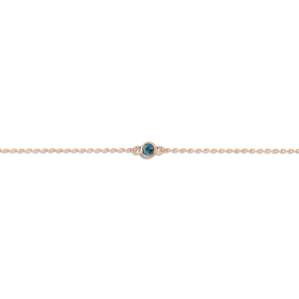 Birthstone Bracelet London Blue Topaz - Dec 14K 18K Rose Gold