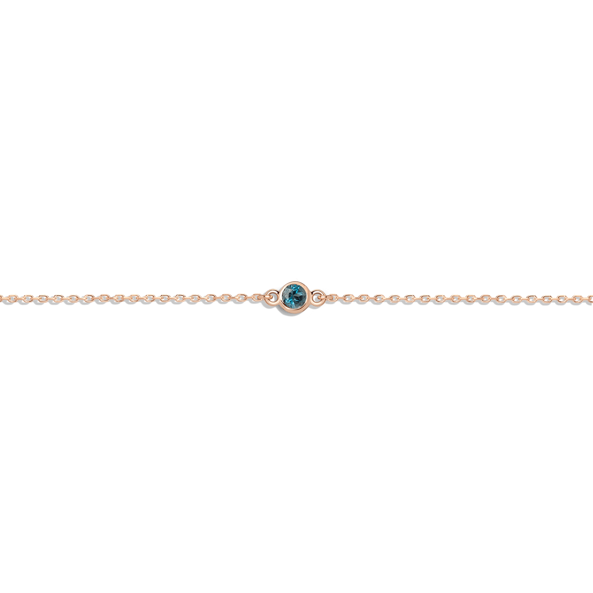 Birthstone Anklet London Blue Topaz - Dec 14K 18K Rose Gold