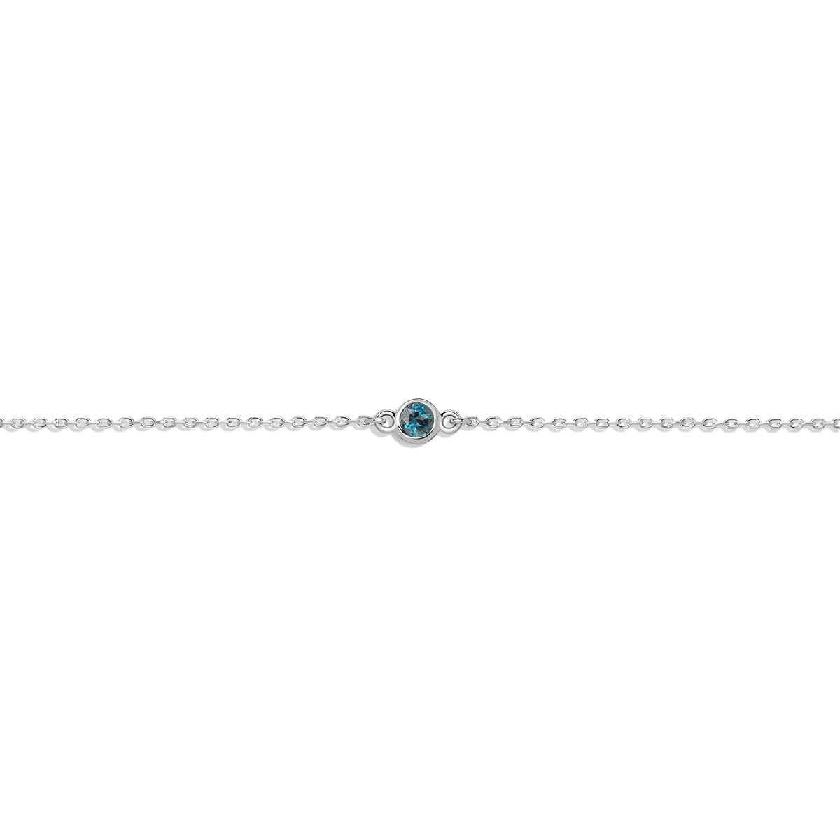 Birthstone Anklet London Blue Topaz - Dec 14K 18K White Gold