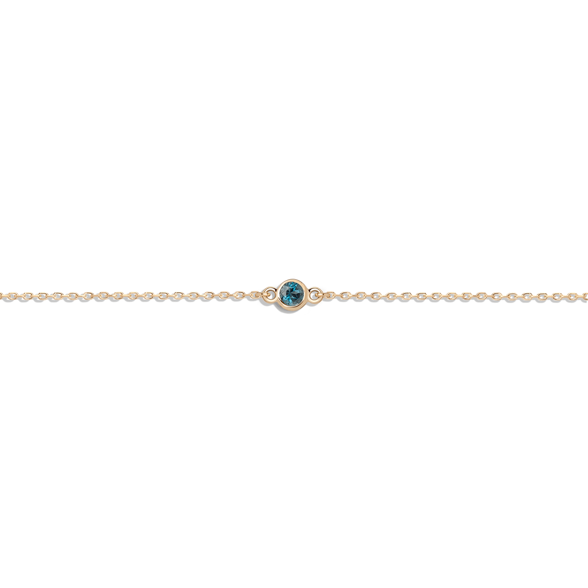 Birthstone Anklet London Blue Topaz - Dec 14K 18K Yellow Gold