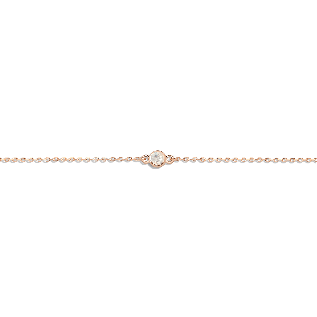 Birthstone Anklet White Topaz - Apr 14K 18K Rose Gold