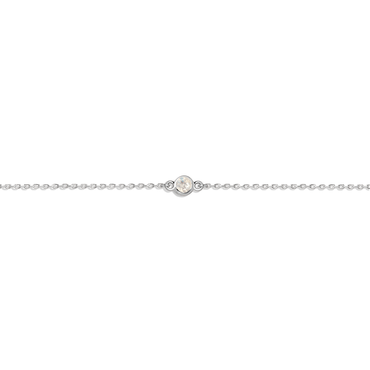 Birthstone Anklet White Topaz - Apr 14K 18K White Gold