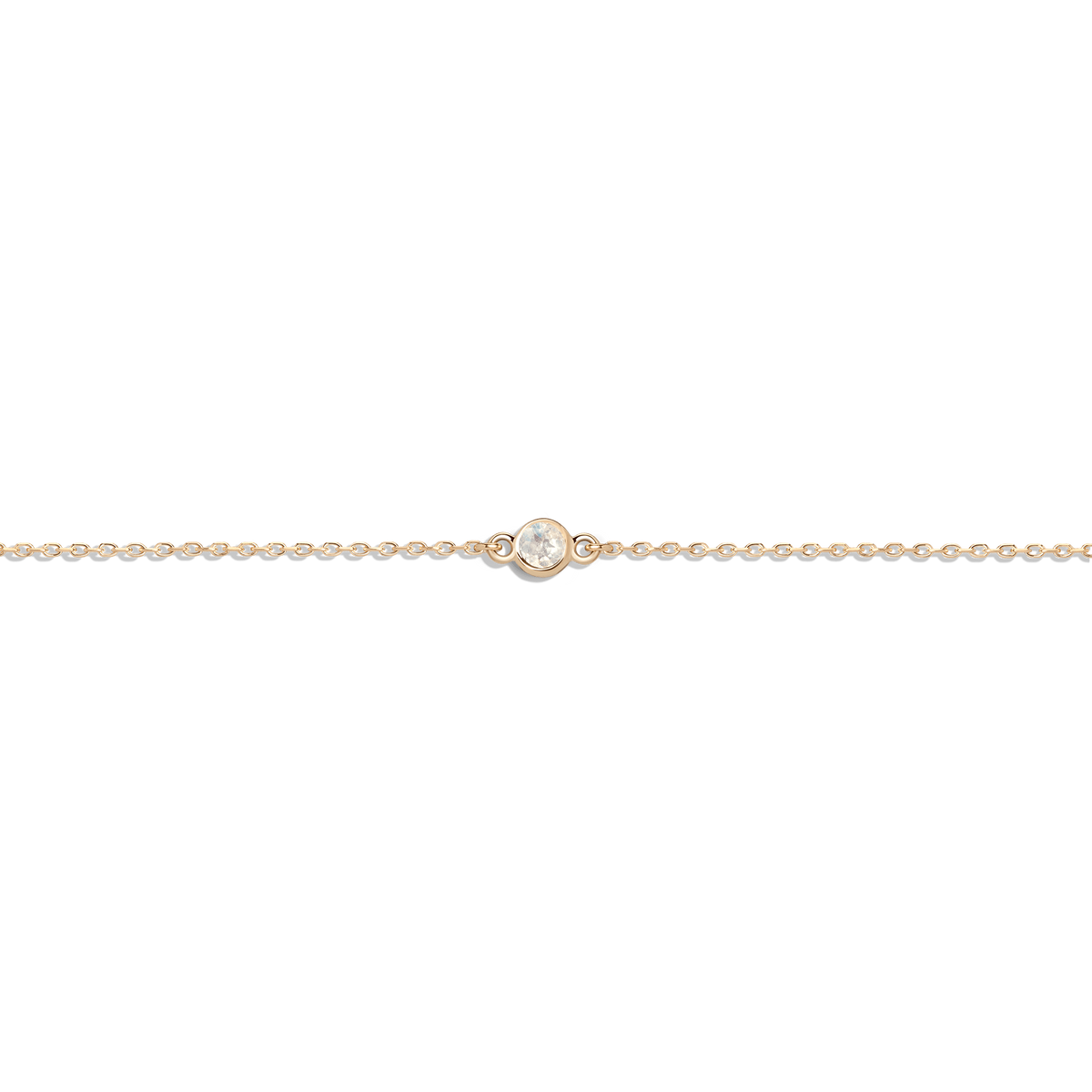 Birthstone Anklet White Topaz - Apr 14K 18K Yellow Gold
