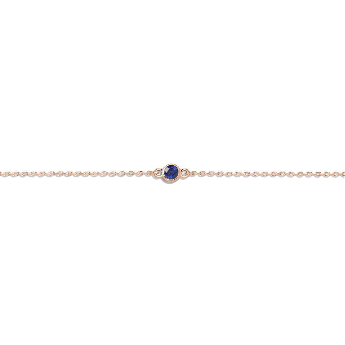 Birthstone Anklet Blue Sapphire - Sep 14K 18K Rose Gold