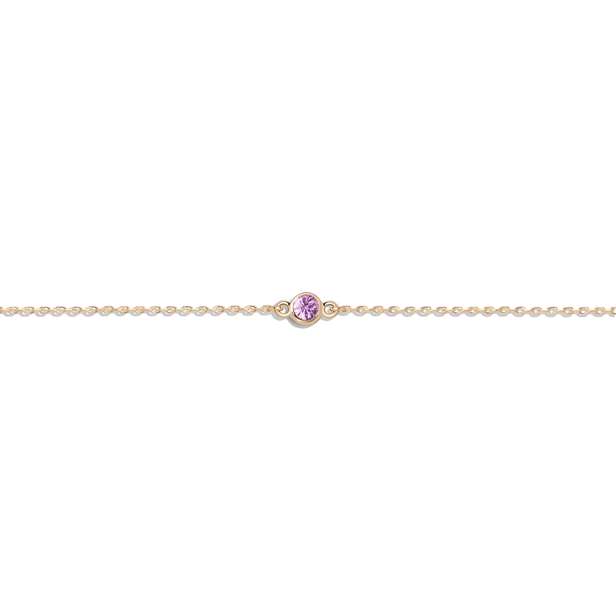 Birthstone Bracelet Dark Pink Sapphire - Oct 14K 18K Yellow Gold