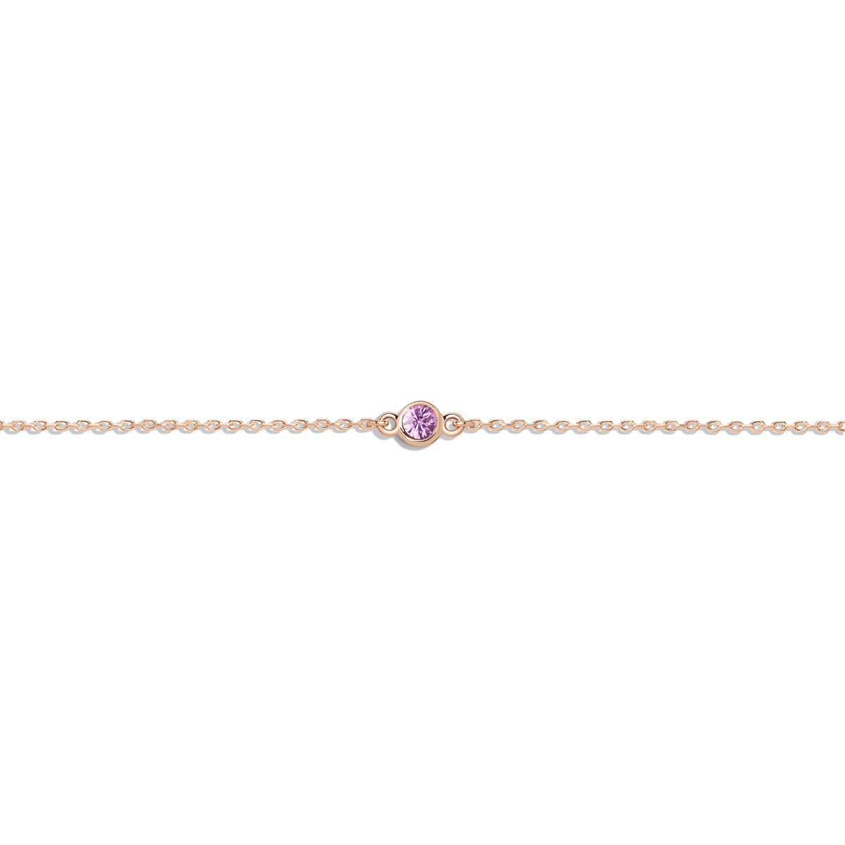 Birthstone Anklet Dark Pink Sapphire - Oct 14K 18K Rose Gold