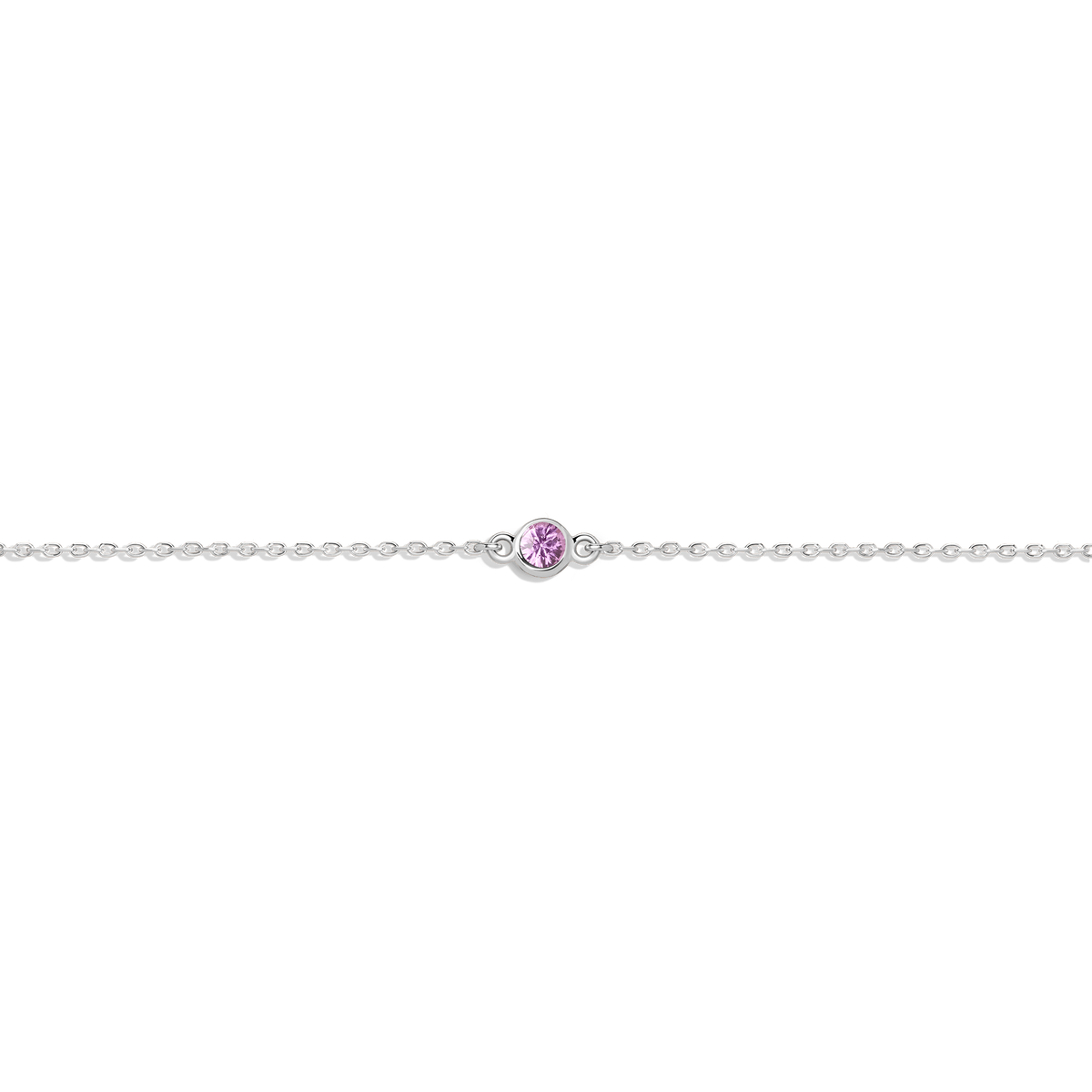 Birthstone Bracelet Dark Pink Sapphire - Oct 14K 18K White Gold