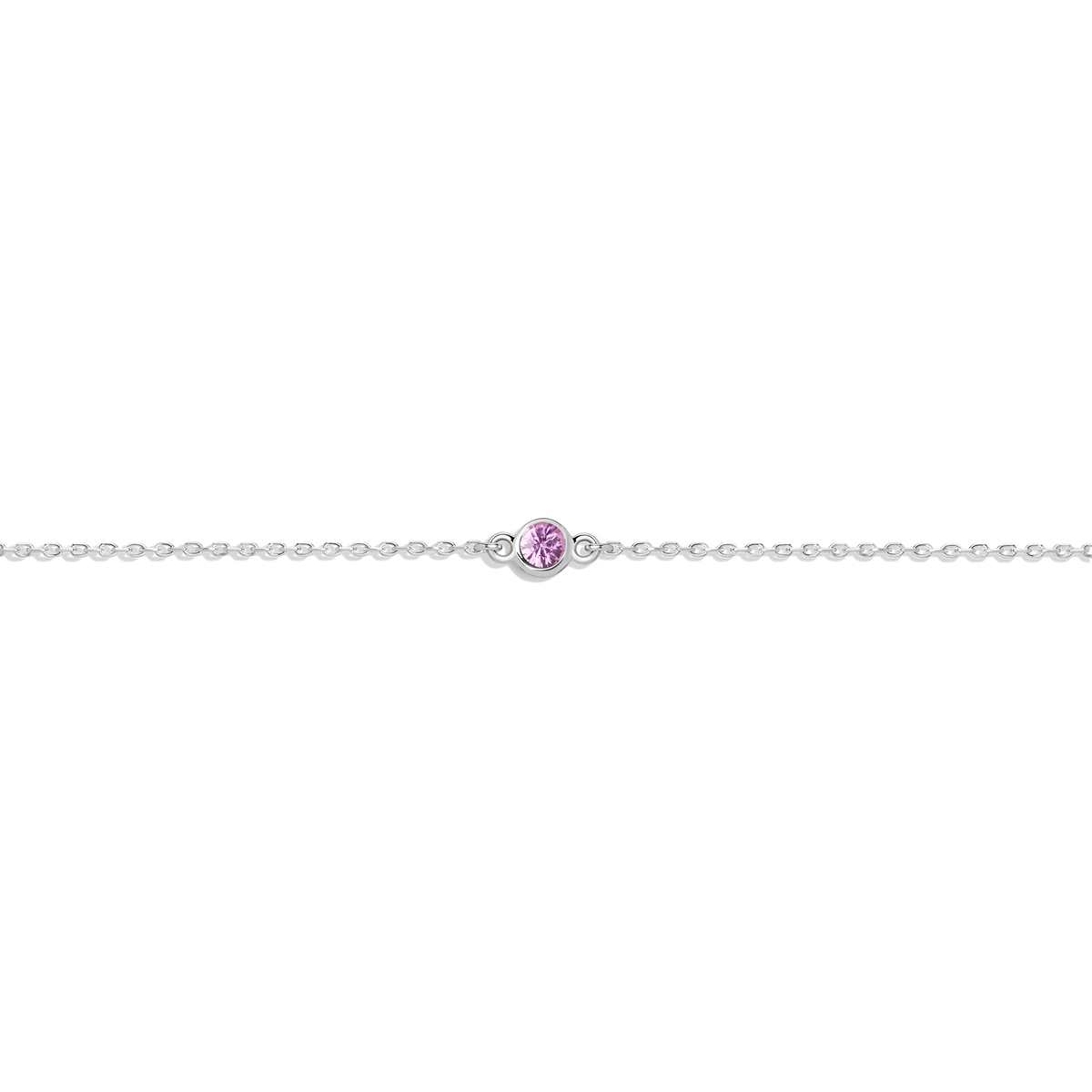 Birthstone Anklet Dark Pink Sapphire - Oct 14K 18K White Gold