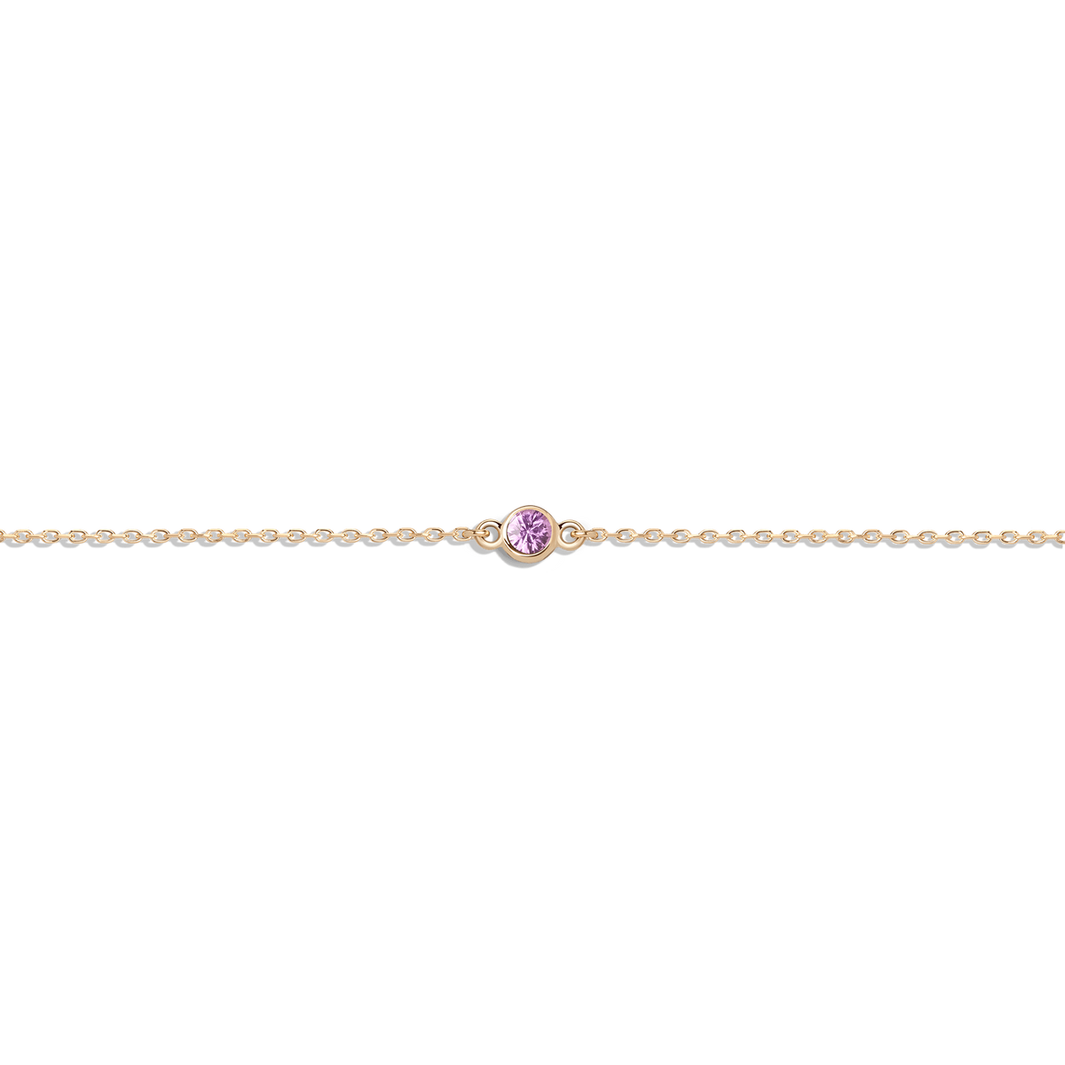 Birthstone Anklet Dark Pink Sapphire - Oct 14K 18K Yellow Gold