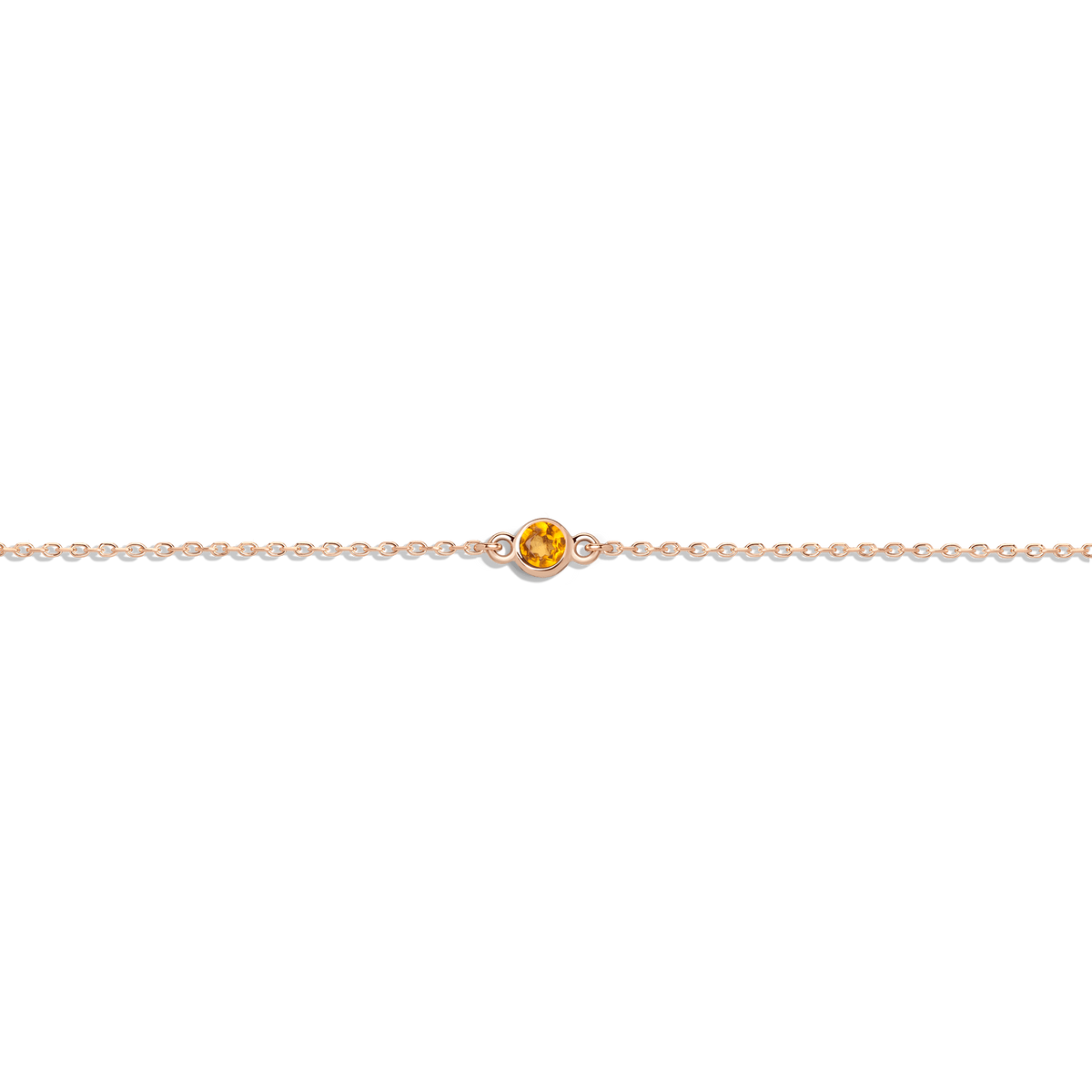 Birthstone Anklet Citrine - Nov 14K 18K Rose Gold