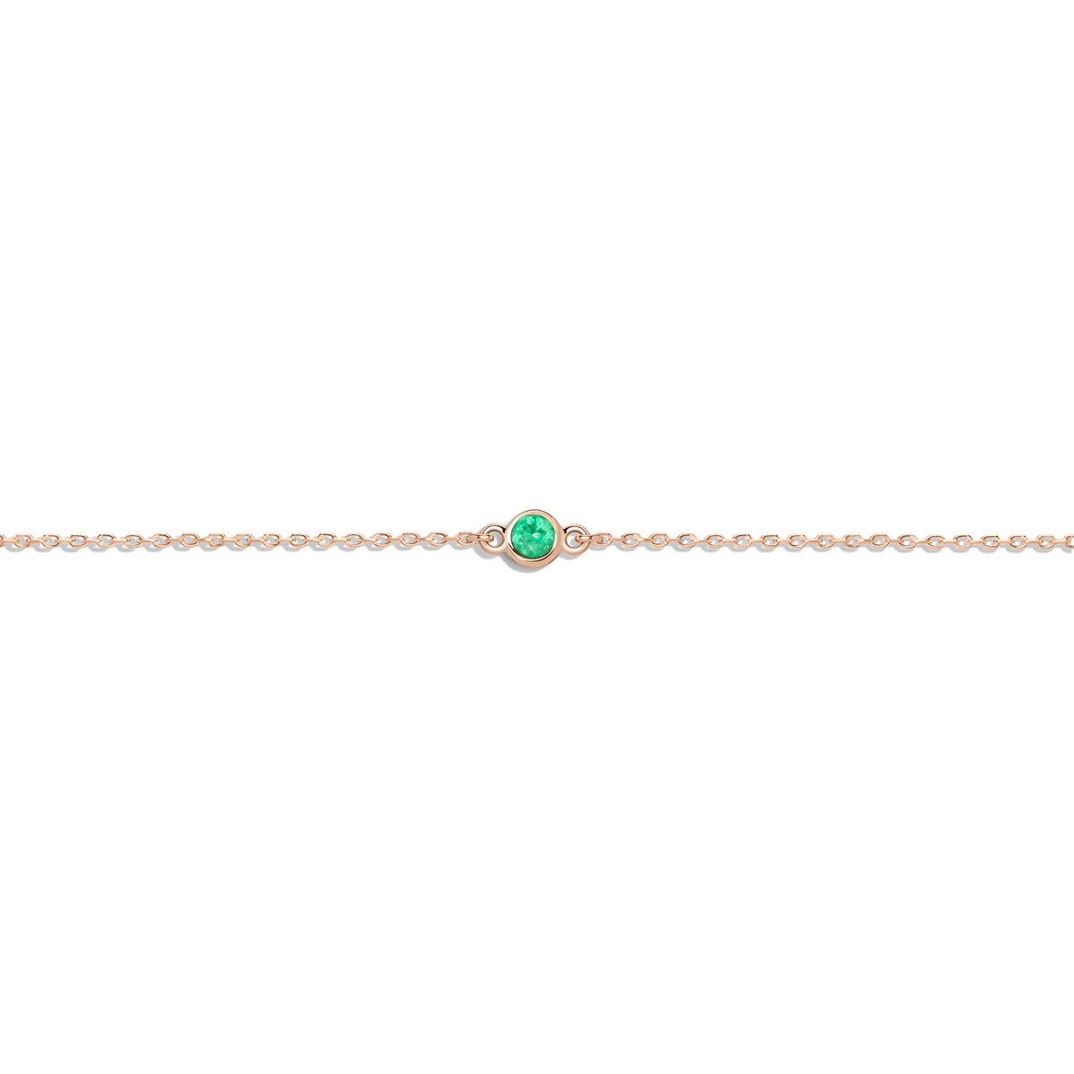 Birthstone Bracelet Emerald - May 14K 18K Rose Gold