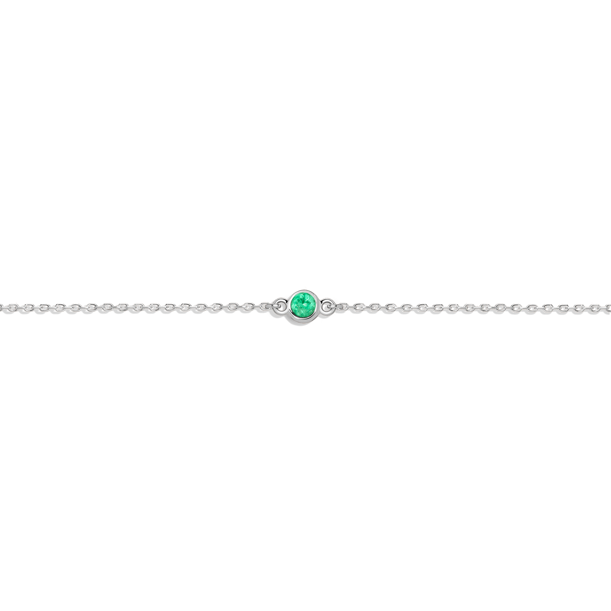 Birthstone Bracelet Emerald - May 14K 18K White Gold
