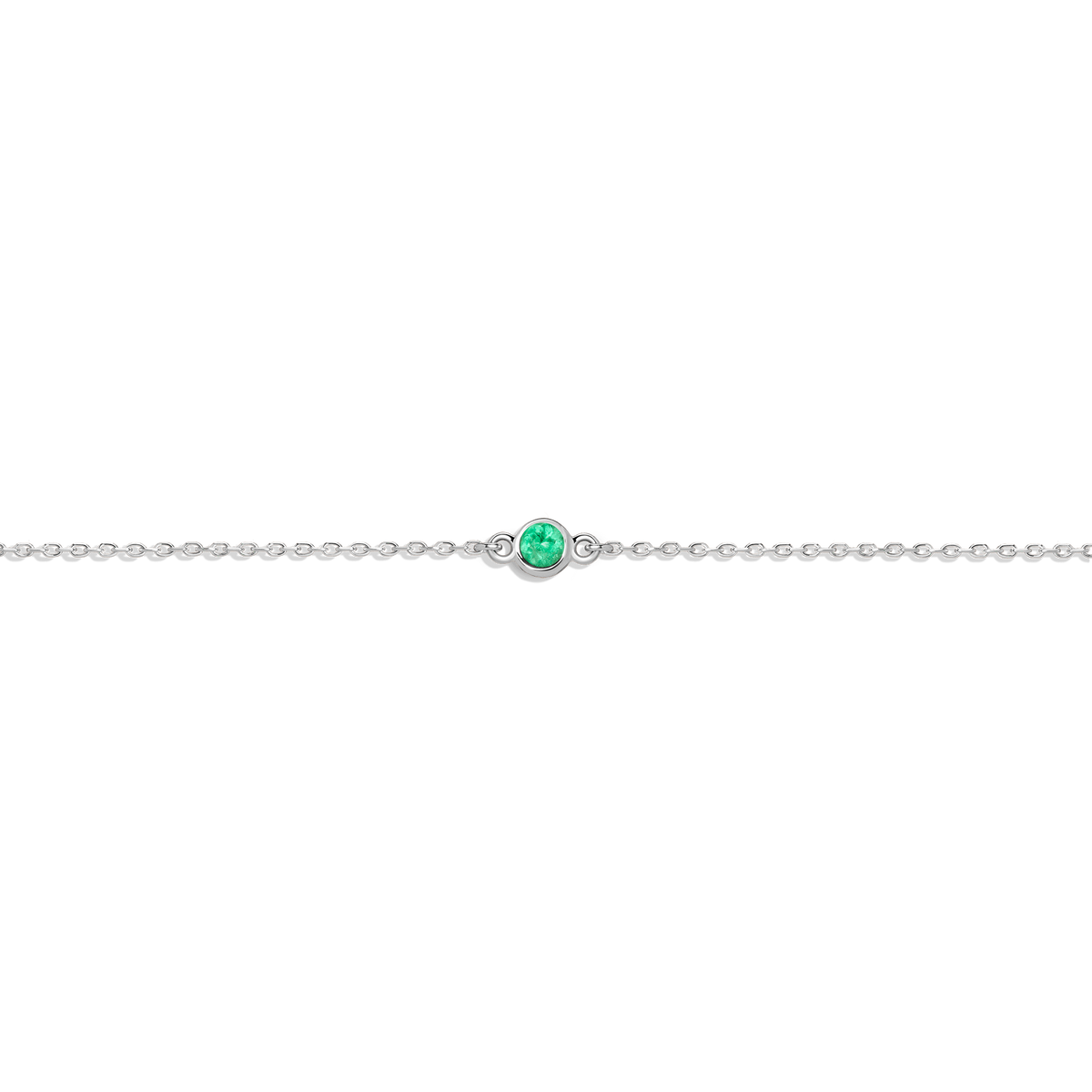 Birthstone Anklet Emerald - May 14K 18K White Gold