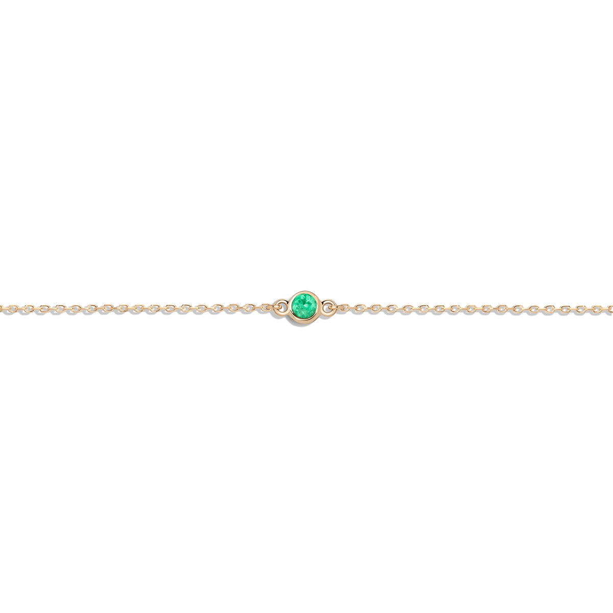 Birthstone Anklet Emerald - May 14K 18K Yellow Gold
