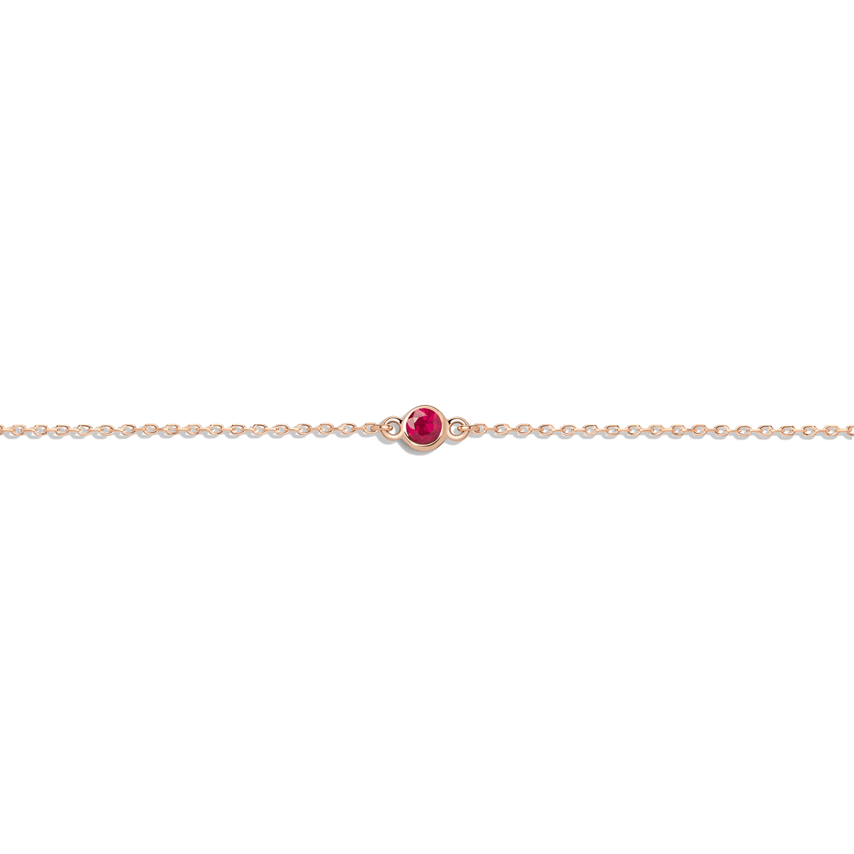 Birthstone Bracelet Ruby - Jul 14K 18K Rose Gold First