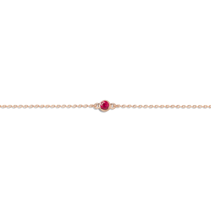 Birthstone Bracelet Ruby - Jul 14K 18K Rose Gold First