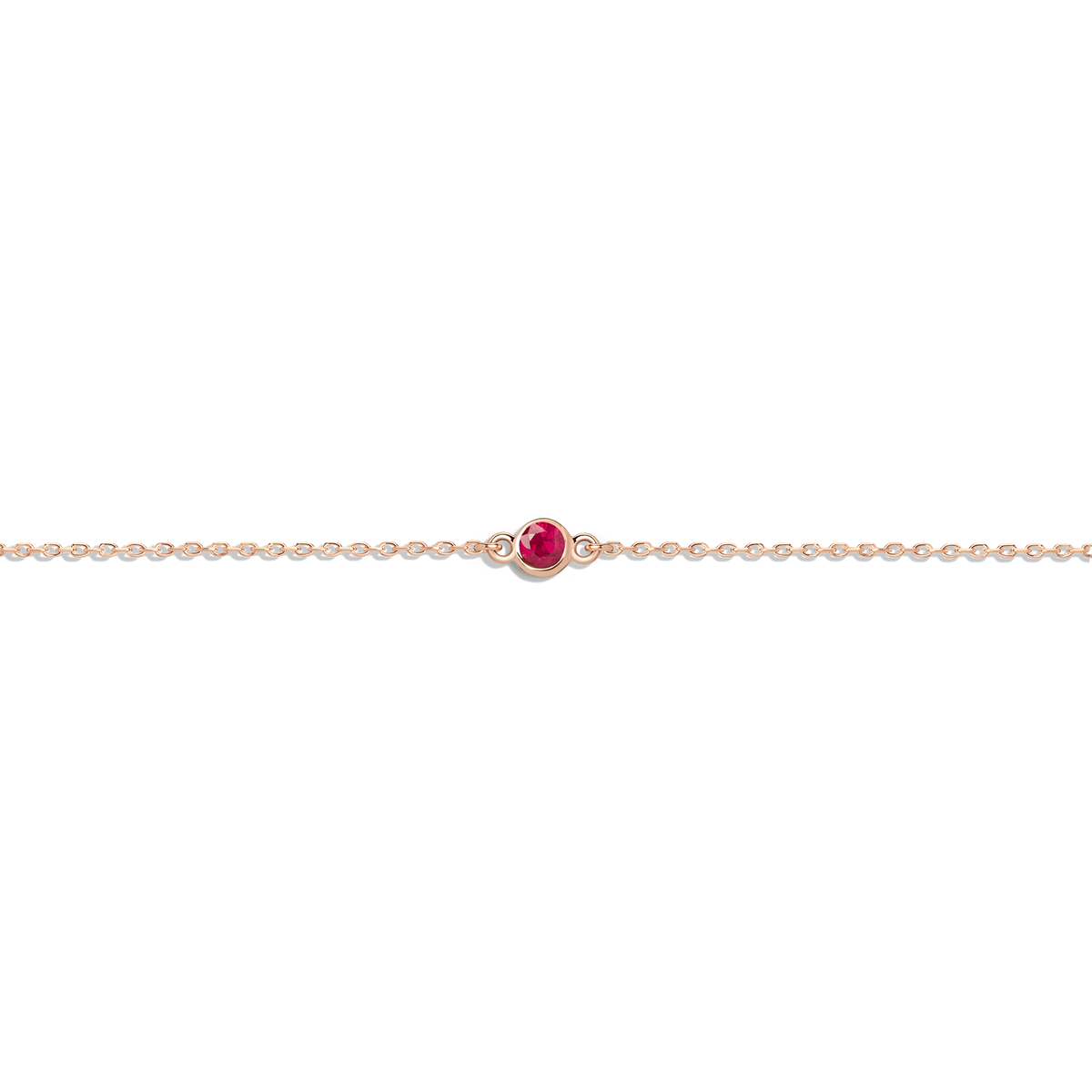 Birthstone Anklet Ruby - Jul 14K 18K Rose Gold