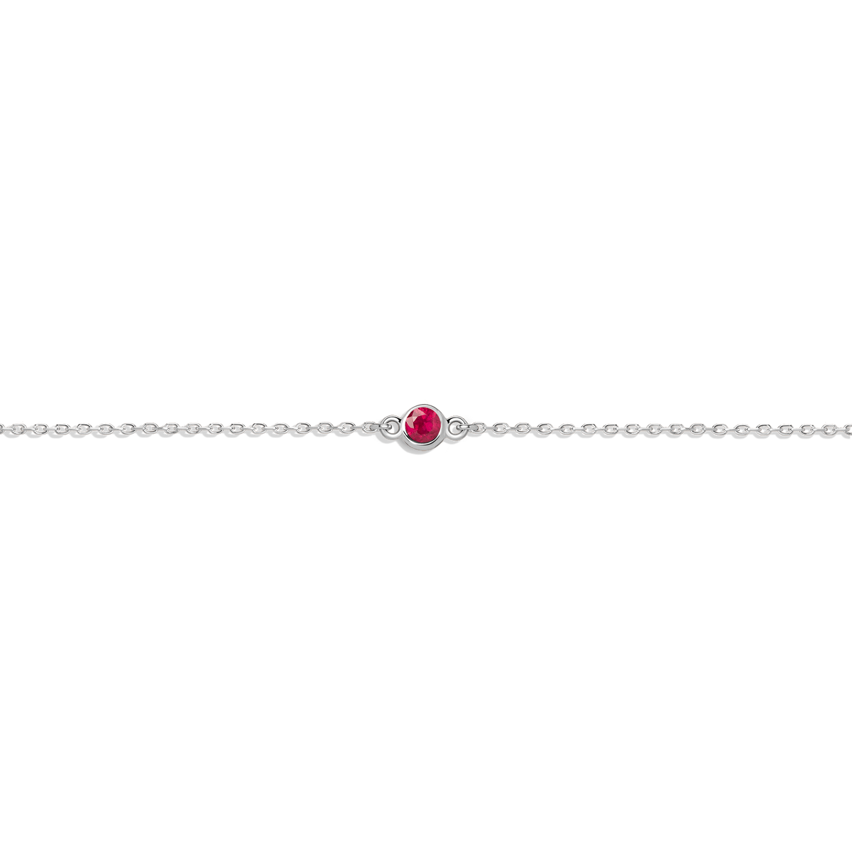 Birthstone Bracelet Ruby - Jul 14K 18K White Gold First