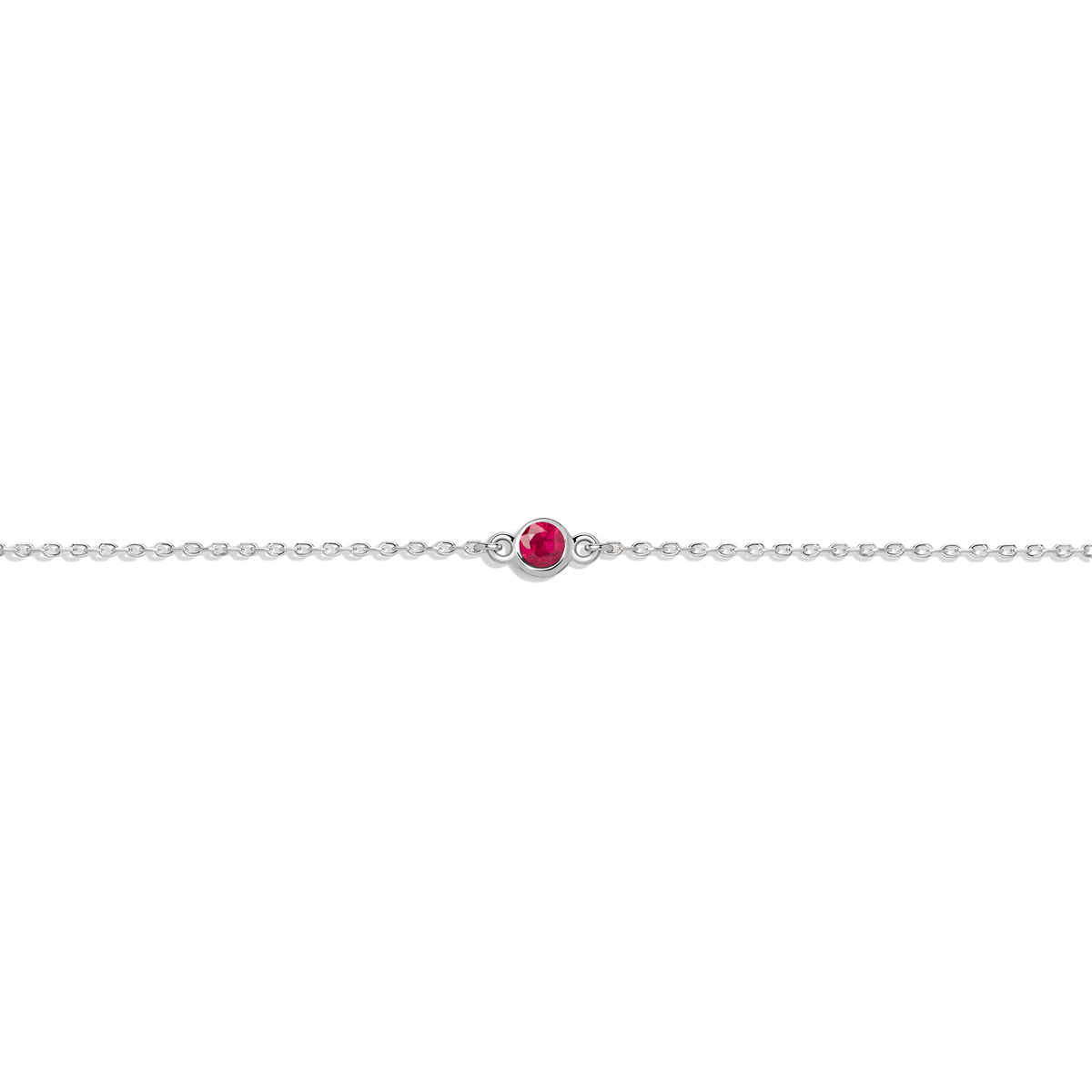 Birthstone Anklet Ruby - Jul 14K 18K White Gold