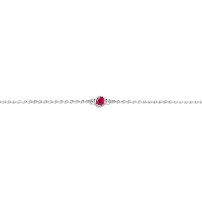 Birthstone Bracelet Ruby - Jul 14K 18K White Gold First
