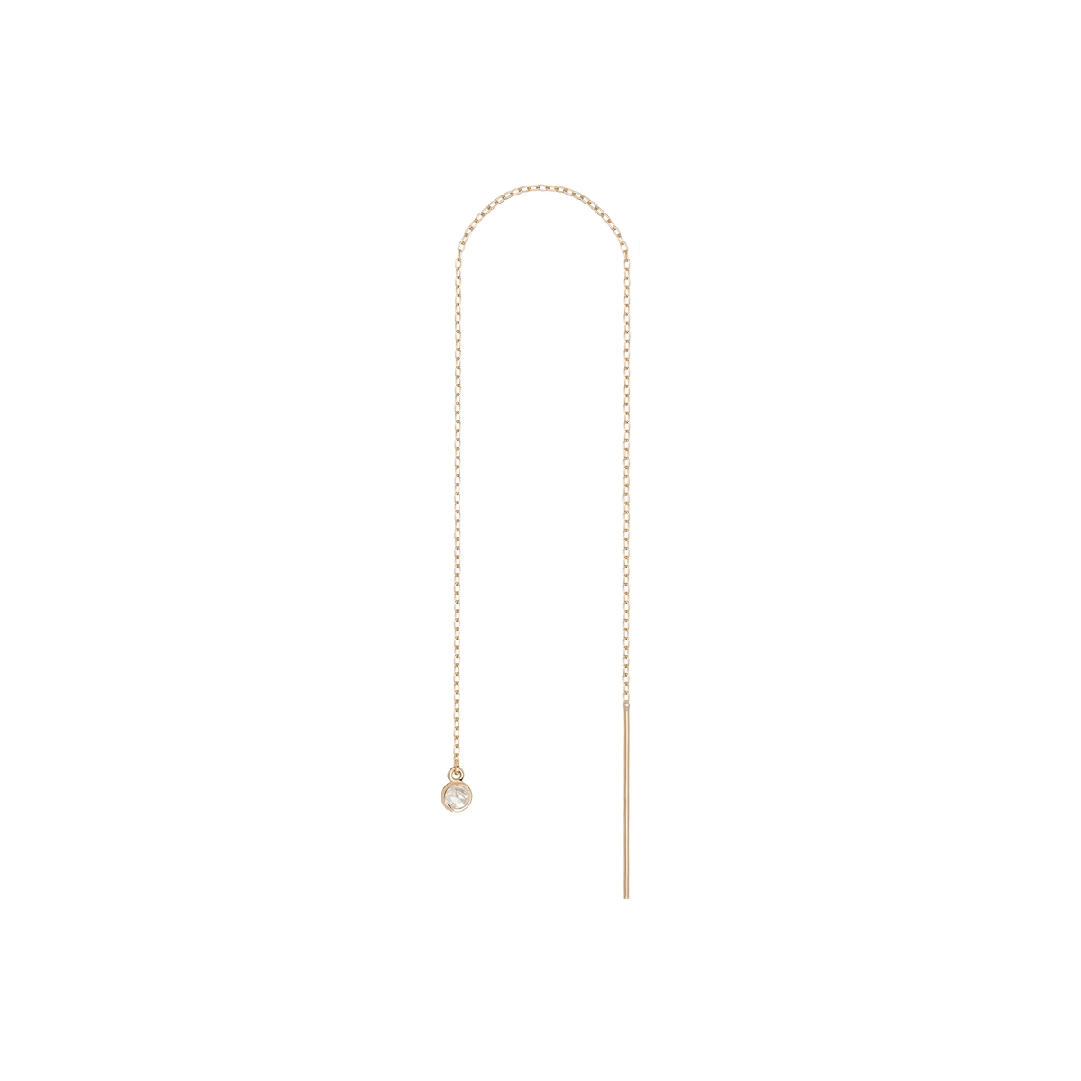 Birthstone Threader Moonstone - Jun 14K 18K Yellow Gold