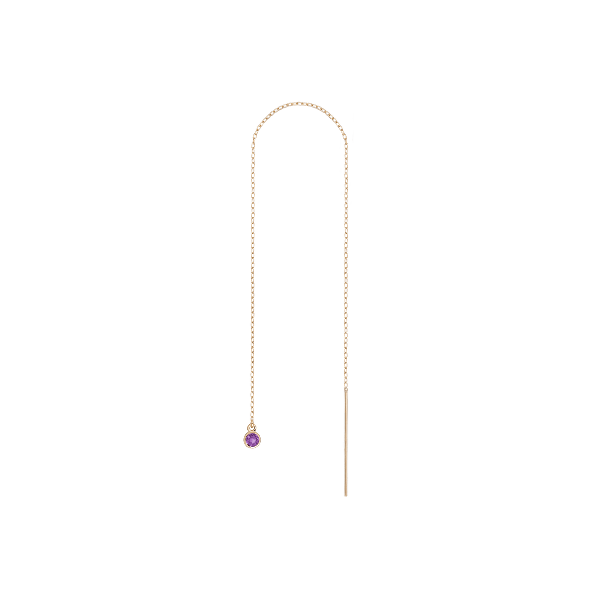 Birthstone Threader Amethyst - Feb 14K 18K Yellow Gold