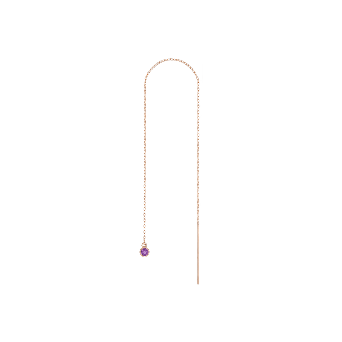 Birthstone Threader Amethyst - Feb 14K 18K Rose Gold