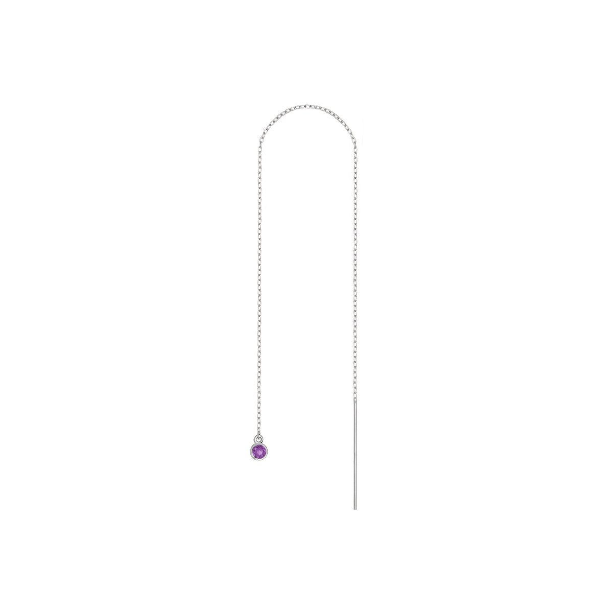 Birthstone Threader Amethyst - Feb 14K 18K White Gold