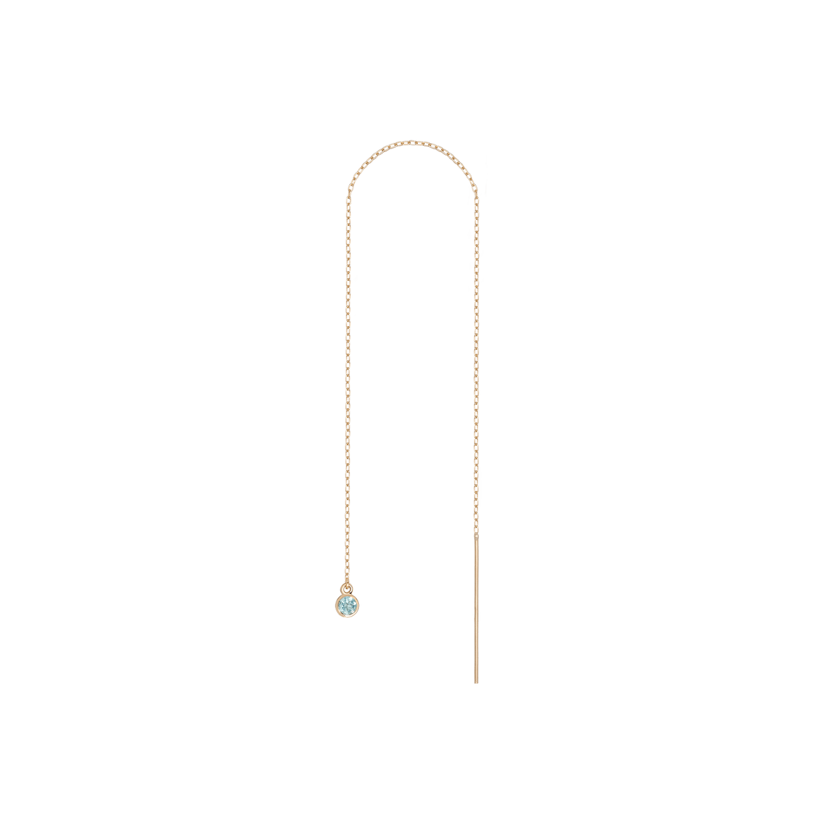 Birthstone Threader Aquamarine - Mar 14K 18K Yellow Gold