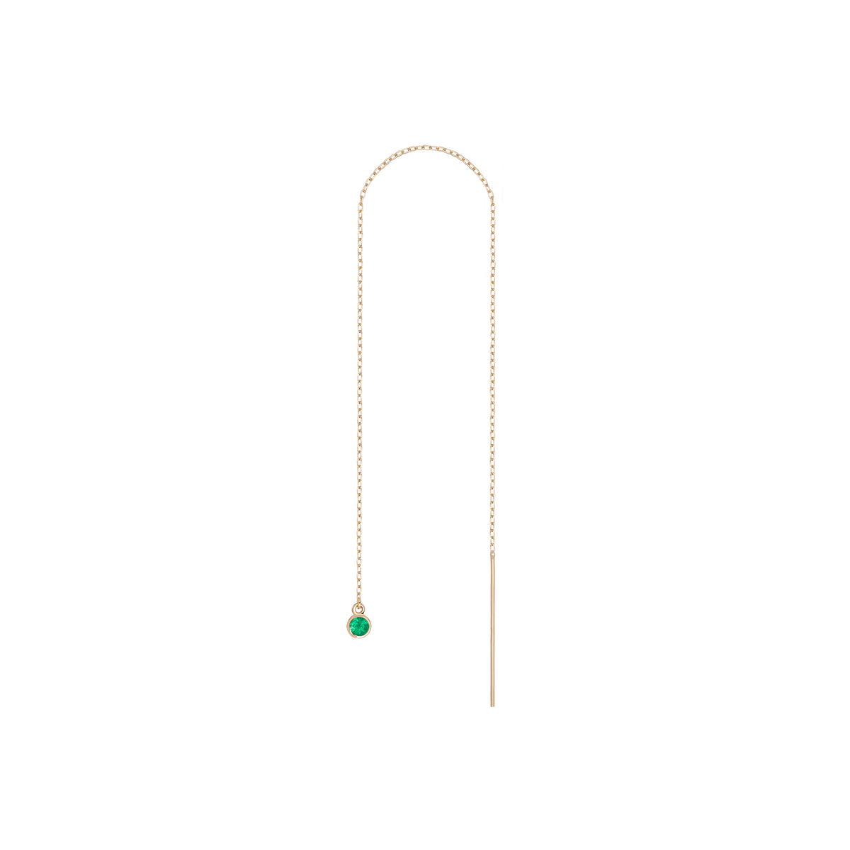 Birthstone Threader Emerald - May 14K 18K Yellow Gold