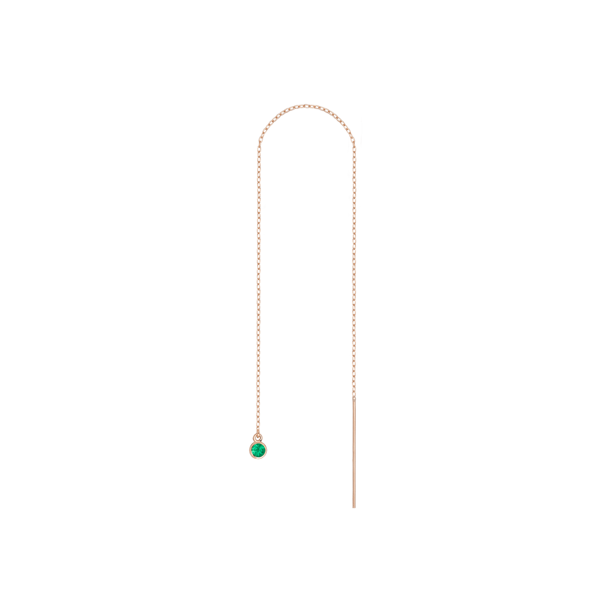 Birthstone Threader Emerald - May 14K 18K Rose Gold