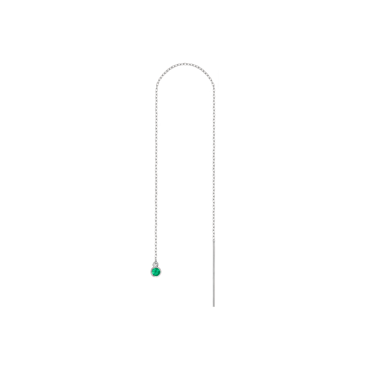 Birthstone Threader Emerald - May 14K 18K White Gold