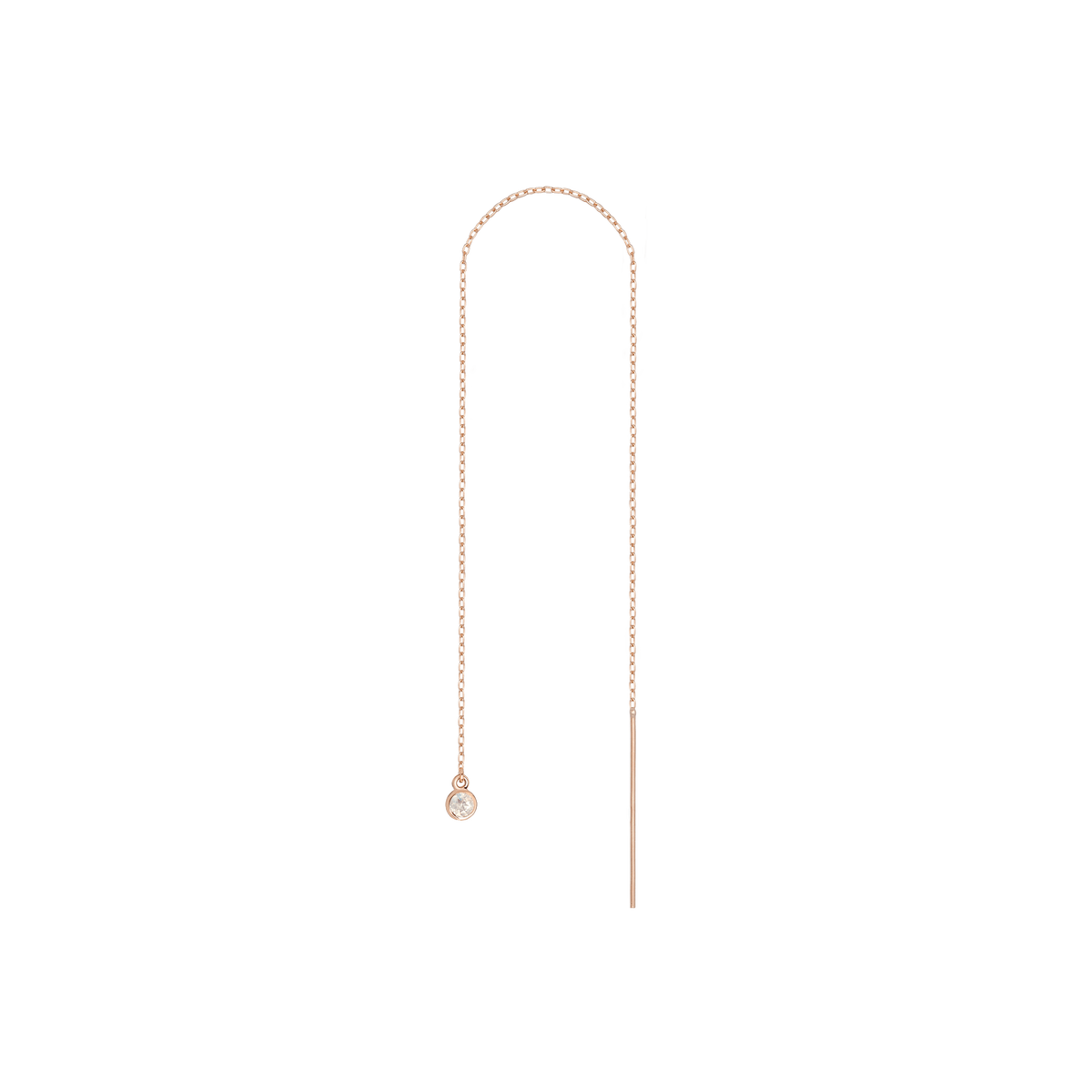 Birthstone Threader White Topaz - Apr 14K 18K Rose Gold
